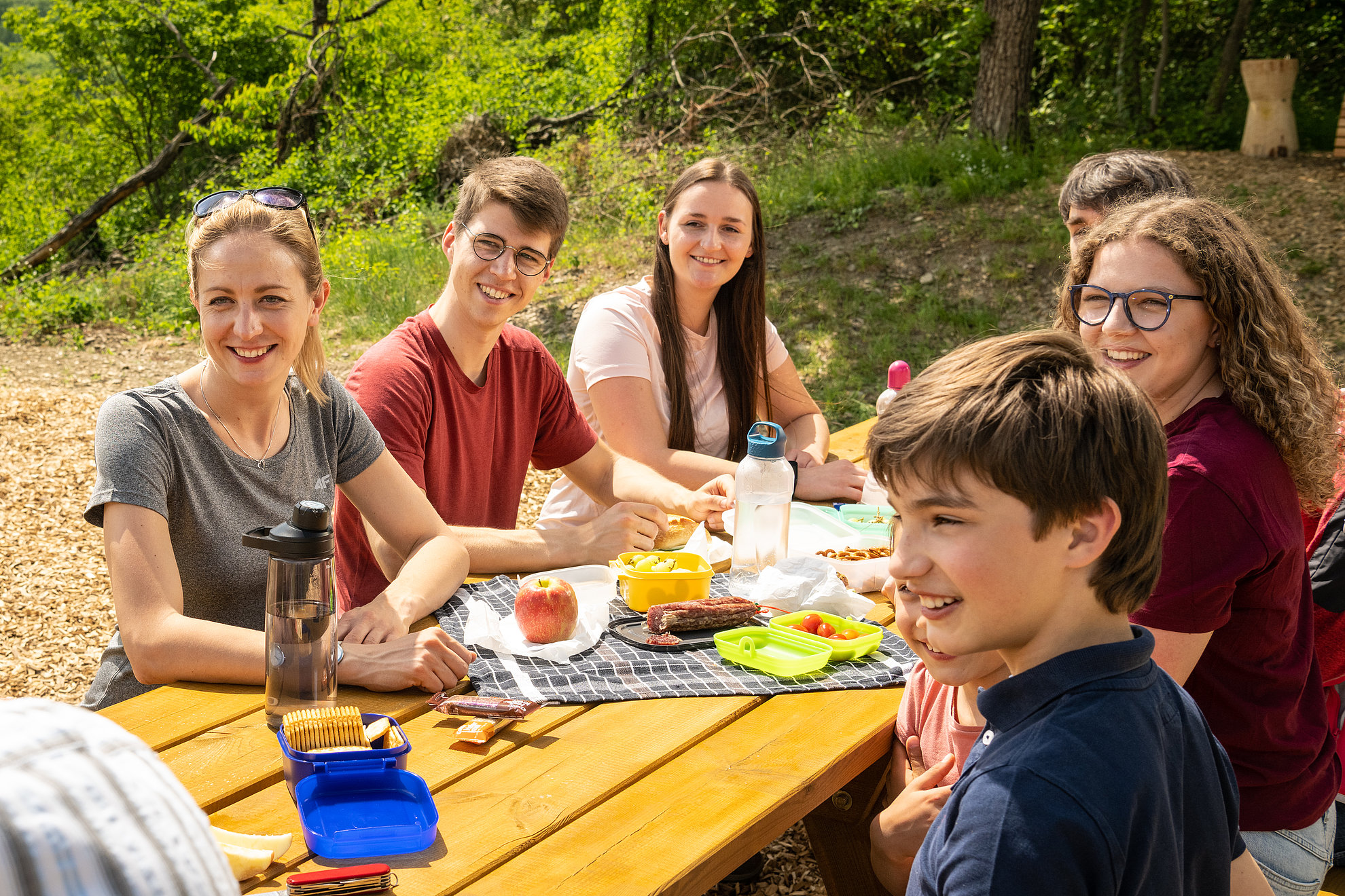 Picknick in den Weinbergen: Eine Gruppe an der Weinbergschaukel Brey